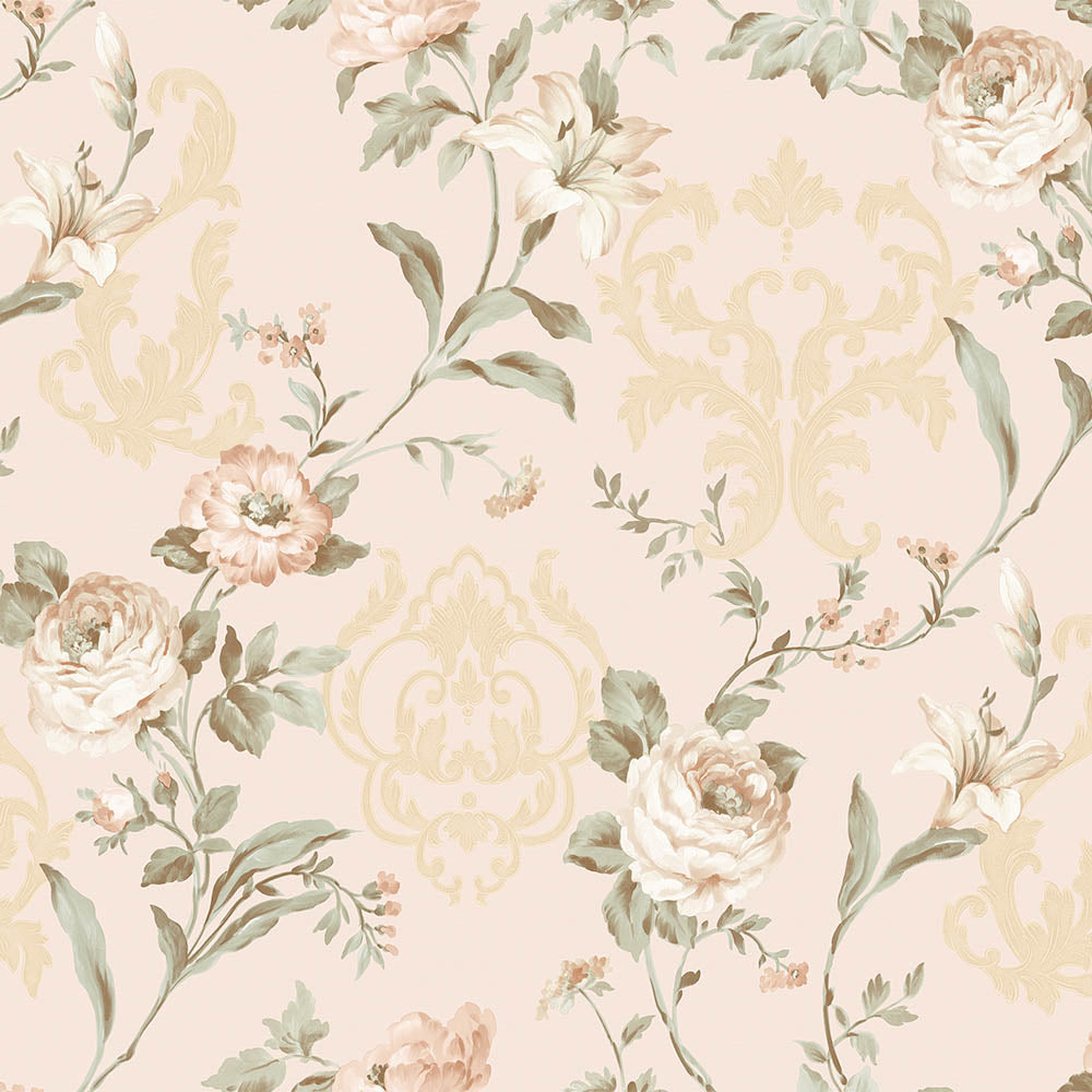 Floral damask with blooming roses ornament - SW17803