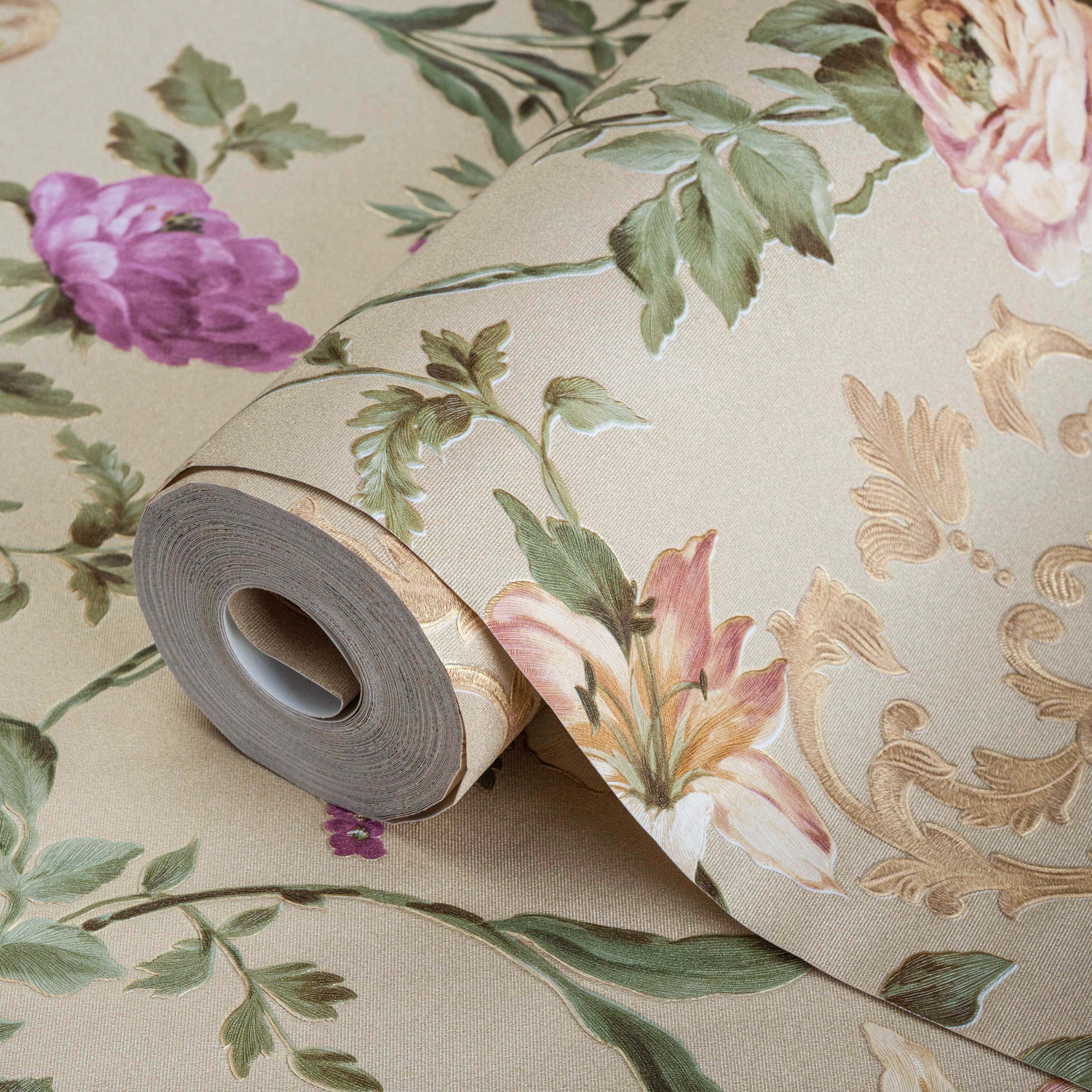 Floral damask with blooming roses ornament - SW17803