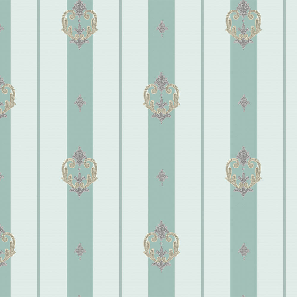 Striped wallpaper with neoclassical discreet ornament - SW17804