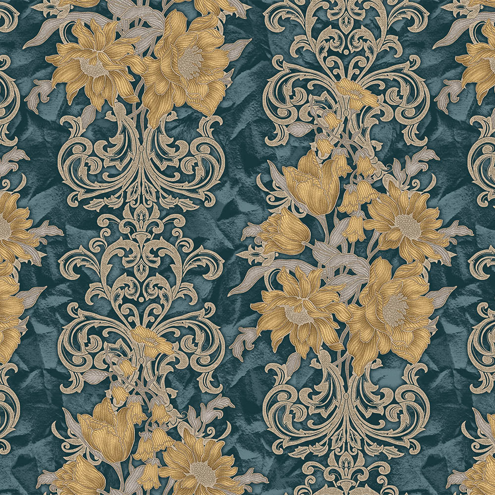 Floral detailed Rococo damask pattern - SW17805